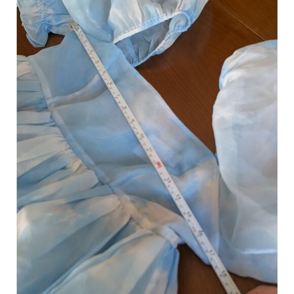 Selkie Blue Organza Head in the Clouds French Puff Short Dress, size L - Picture 8 of 9
